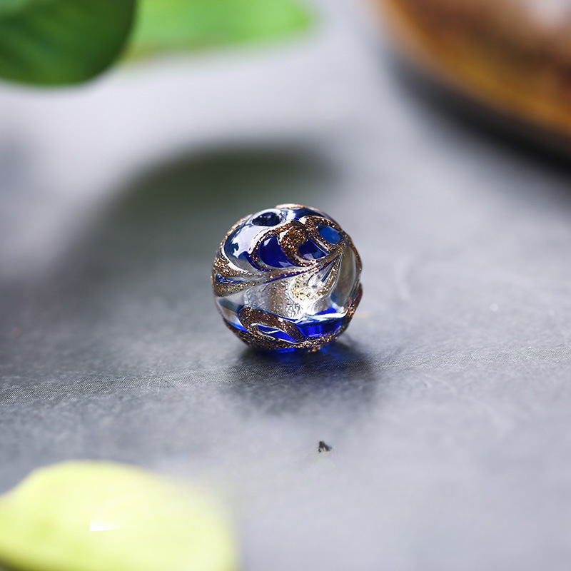 Cuentas redondas de lámina de plata de vidrio de seda de 50 piezas al por mayor